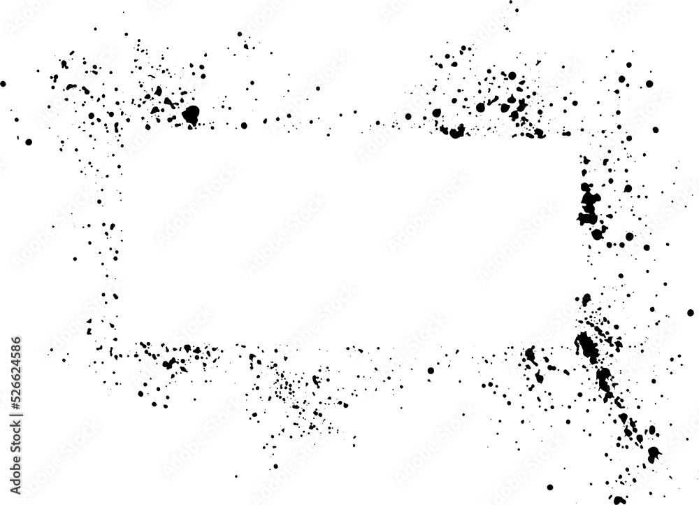 Poster abstract black ink sprayed on a transparent background. square design elements for copy space frame. the grunge paint brush collection for creative design