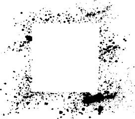 Obraz premium abstract black ink sprayed on a transparent background. square design elements for copy space frame. the grunge paint brush collection for creative design