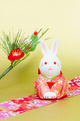 写真素材:令和5年・2023年の干支は卯（う・うさぎ）　卯年の年賀状素材（和風、和紙、千代紙、お正月小物等）