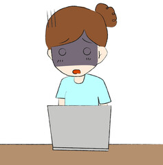  パソコンでショックを受ける女性コミカル