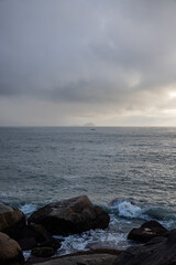 boat on the sea off the coast of Florianopolis brazil