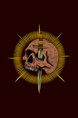 Skull with sword vector illustration