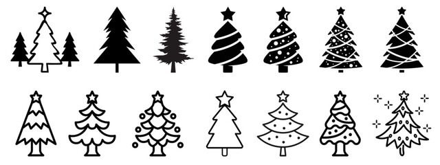 Fototapeta na wymiar Christmas tree icon collection. isolated on white background. flat style vector illustration set. 