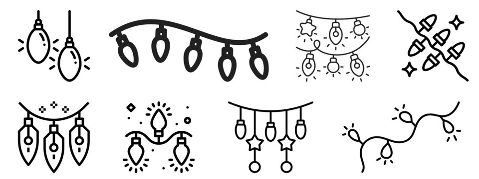 Christmas light icon collection. isolated on white background. flat style vector illustration set.   