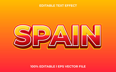 spain 3d text effect with stylish theme. typography template for spain flag