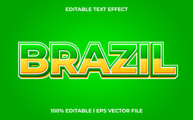 brazil 3d text effect with modern theme. stylish typography for brazil flag