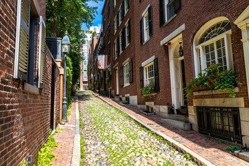 Fototapeta na wymiar Historic Acorn Street in Boston