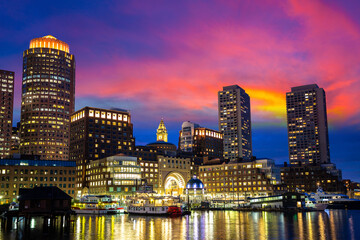 Obraz premium Boston cityscape at night