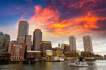 Obraz premium Boston cityscape at night