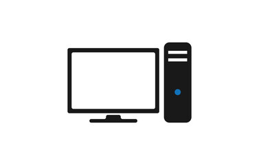 Computer desktop vector icon, pc symbol. Simple, flat design for web or mobile app