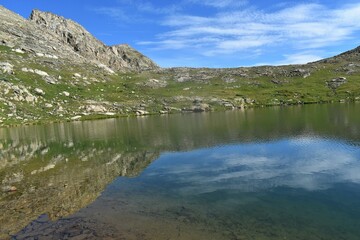 Reflections on a mountain lake