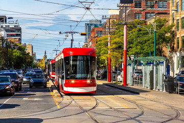 Modern tram in Toronto - obrazy, fototapety, plakaty