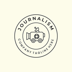journalism with linear and emblem style logo vector icon design. camera, news template illustration