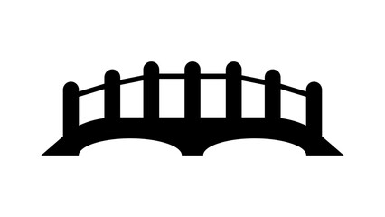 Bridge over the river, black on a white background, vector