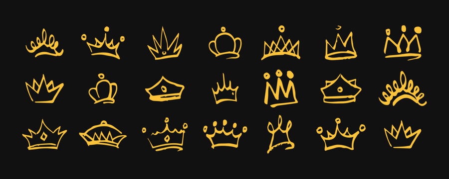 golden crown icon drawn in a minimalist marker style