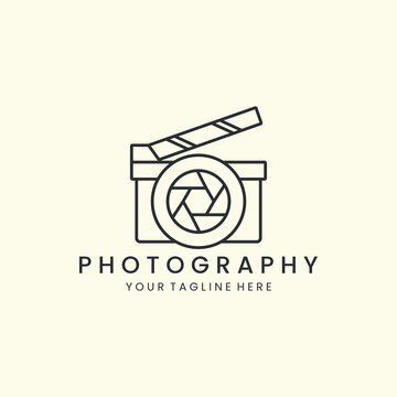 photography with line art style logo vector icon design. camera template illustration