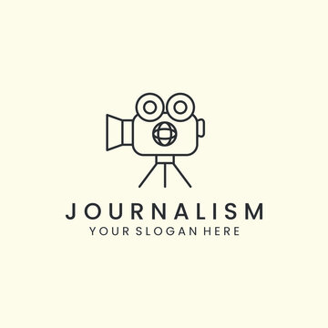 journalism with line art style logo vector icon design. camera template illustration