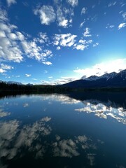 reflection of clouds in lake