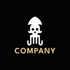 This logo is a combination of a skull and a squid. The style of this logo is simple, minimalist, modern, abstract, subtle.