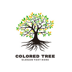 tree roots logo design icon vector
