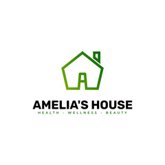 letter A logo design. line house logo. creative house logo and letter a. vector format