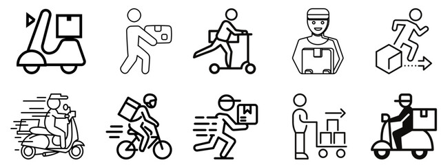 Shipping and delivery service vector icon collection.courier service icon set.flat style vector illustration  