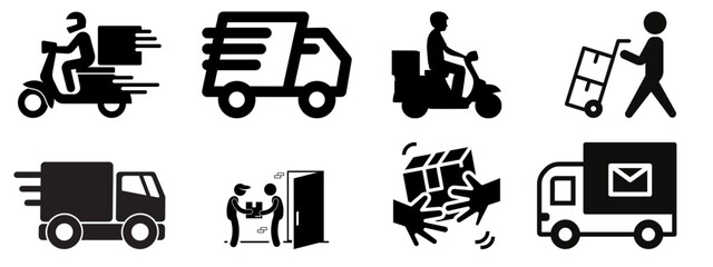 Shipping and delivery service vector icon collection.courier service icon set.flat style vector illustration  