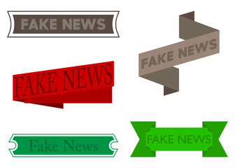 Set of ribbon with Fake News text. Banner template. Label sticker. Sign.