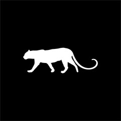 Walking (Standing) Tiger, Leopard, Cheetah,  Black Panther, Jaguar, (Big Cat Family) Silhouette for Logo or Graphic Design Element. Vector Illustration