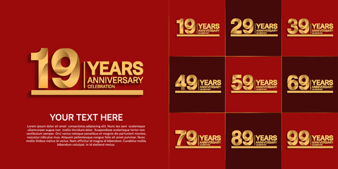 set of anniversary golden color for celebration event