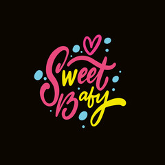 Sweet Baby hand drawn colorful cartoon style vector illustration. Modern calligraphy phrase.