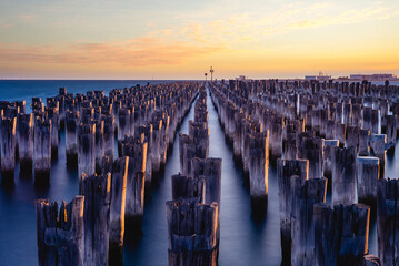 Obraz premium scenery of Princes Pier in melbourne at dusk