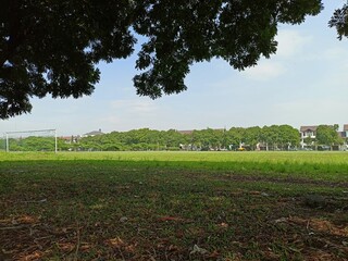 football field in residential area