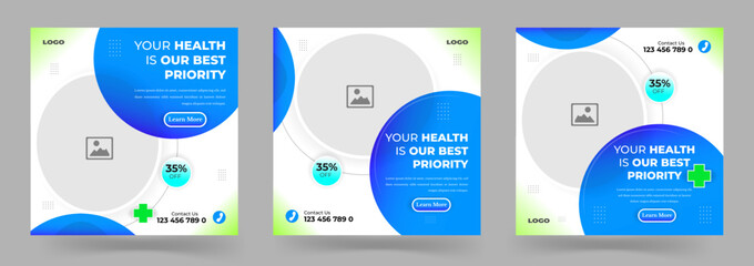 Hospital healthcare marketing social media post or square flyer design