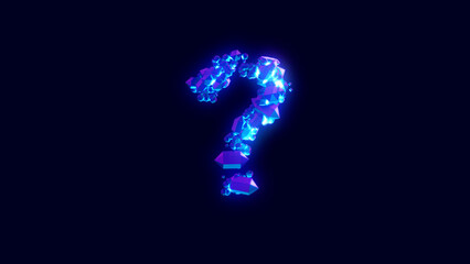 magic diamonds or frozen ice - question mark, creative font, isolated - object 3D rendering