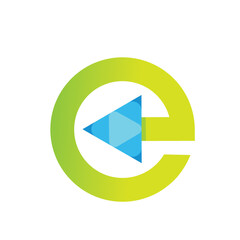 play button e letter icon vector illustration concept