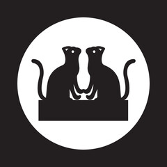 Two black cat circle animal logo design 