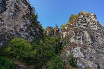 The mountains. Rocks. Nature. Travel. The photo is horizontal. dry waterfalls