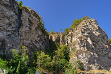 The mountains. Rocks. Nature. Travel. The photo is horizontal. dry waterfalls