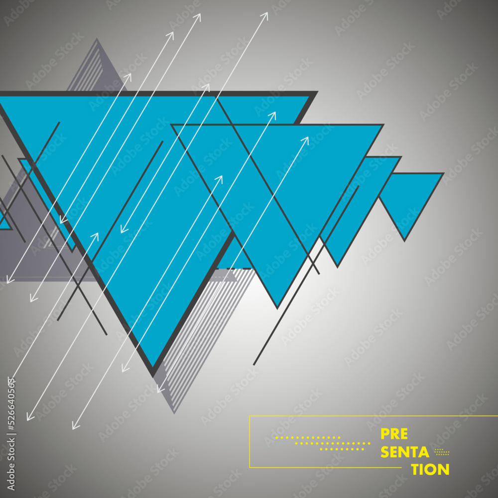 Poster Triangle geometry abstract vector illustration. Vector technology card. Concept style dynamic pattern design