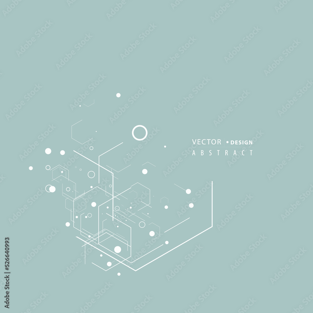 Poster Abstract hexagons genetic, science, chemical pattern. Technology geometric carcass. Vector connection and social network. Concept with lines and dots