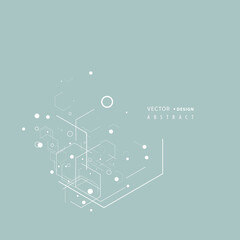 Abstract hexagons genetic, science, chemical pattern. Technology geometric carcass. Vector connection and social network. Concept with lines and dots