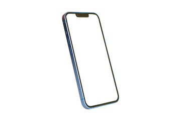Blank screen smartphone with tilted view isolated on white background with clipping path