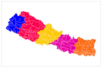 Obraz premium Nepal beautiful colorful vector map with road map , nepal roadway