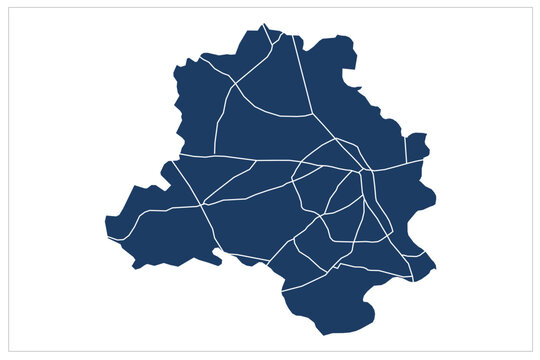 India New Delhi Map vector illustration with road on white background , administrative areas of New Delhi , new delhi roadway