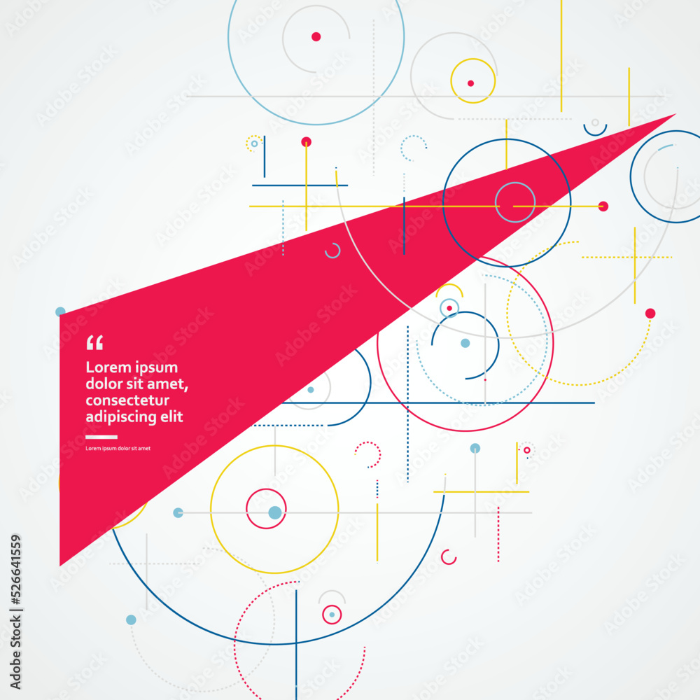 Leinwandbilder Vector future geometry symbol. Abstract illustration. Circular elements. Creative pattern with abstract geometric objects. Modern design with dots and lines and dotted circles