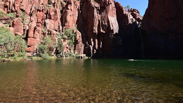 Landscape view of Python Pool Millstream Chichester Range National Park Pilbara region Western Australia.