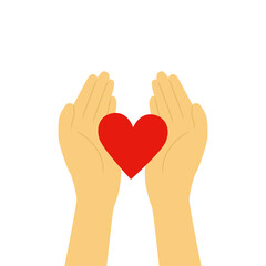 Red heart in hands illustration