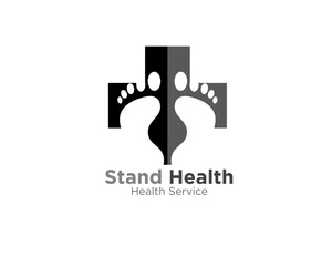cross and foot symbol for medical service and health clinic or hospital logo