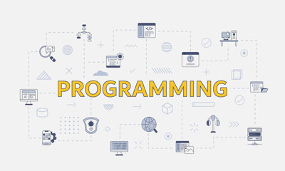 programming concept with icon set with big word or text on center